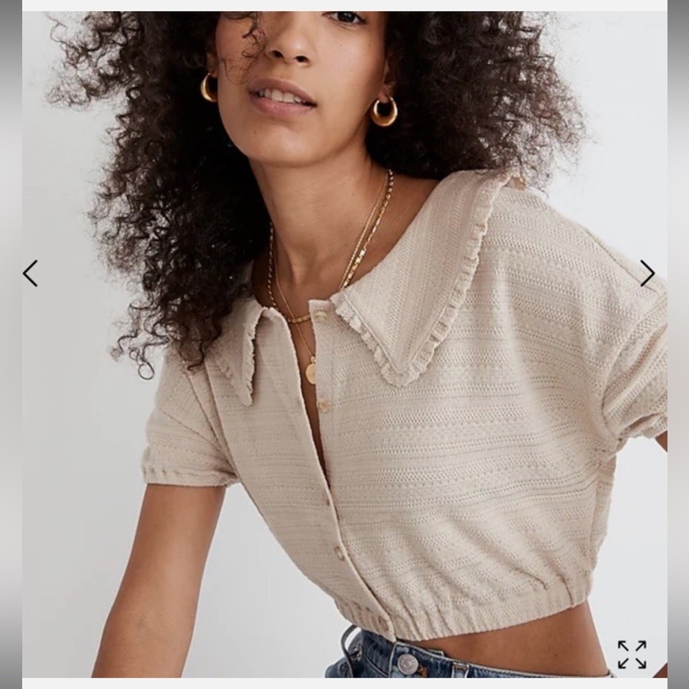 Madewell Ruffle-Collared Crop Top - Picture 2 of 13